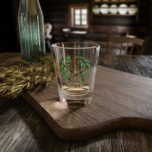 Personalised Pentagram & Oak Leaves Shot Glass | Forest Witch