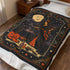 Vintage Witch Halloween Blanket | Cauldron, Black Cat & Pumpkin Throw