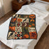 Vintage Halloween Patchwork Blanket | Dark Cottagecore Velveteen Fleece Throw