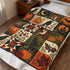 Vintage Halloween Patchwork Blanket | Dark Cottagecore Velveteen Fleece Throw