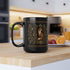 Foxfire Retreat Foliage Black Ceramic Mug – Vintage Botanical Fox Coffee Cup (11oz/15oz)