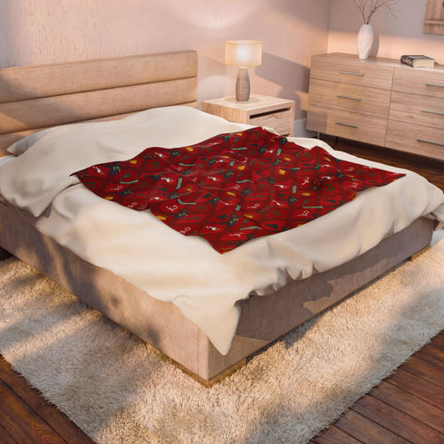 Krampus Christmas Blanket | Gothic Creepmas Velveteen Fleece Throw