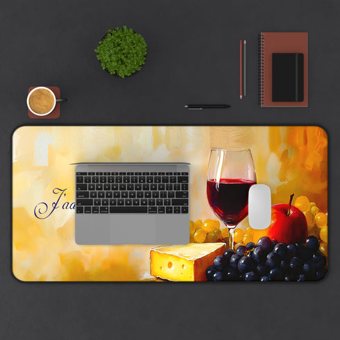 Wine Lover Desk Mat, J'adore le Bon Vin, Large Mouse Pad, French Quote Desk Pad, Neoprene Non Slip, Office Desk Decor, Wine Gift