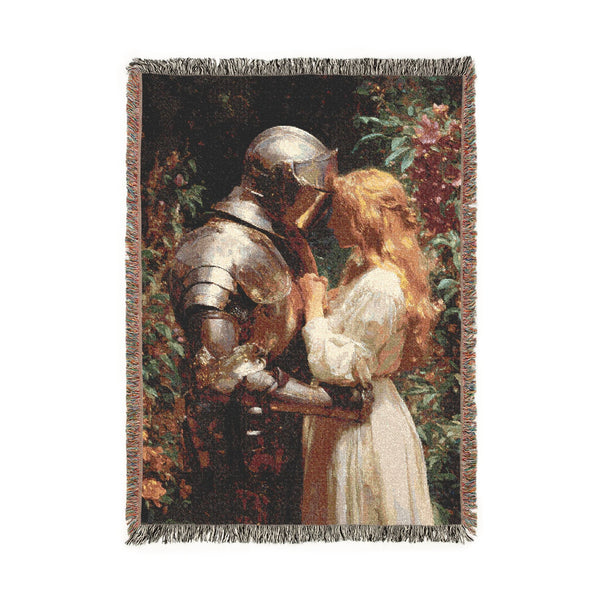 Medieval Knight and Maiden Woven Blanket Tapestry Throw