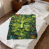 Green Man Face Forest Folklore Velveteen Plush Blanket Throw