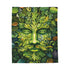 Green Man Face Forest Folklore Velveteen Plush Blanket Throw
