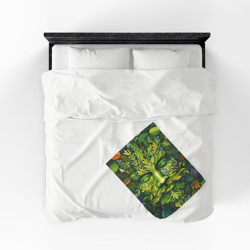 Green Man Face Forest Folklore Velveteen Plush Blanket Throw