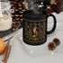 Foxfire Retreat Foliage Black Ceramic Mug – Vintage Botanical Fox Coffee Cup (11oz/15oz)