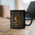 Foxfire Retreat Foliage Black Ceramic Mug – Vintage Botanical Fox Coffee Cup (11oz/15oz)