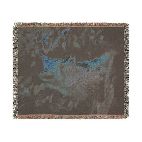 Autumn Red Fox Jacquard Woven Cotton Throw Blanket Autumn Tapestry, Woodland Cabin Decor, Cozy Rustic Sofa or Bed Blanket