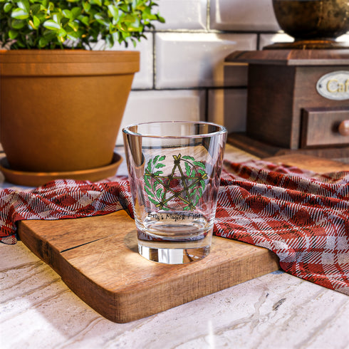 Personalised Pentagram & Oak Leaves Shot Glass | Forest Witch