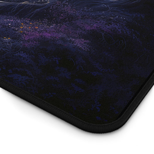 Enchanted Forest Path Desk Mat | Mystical Girl, Lanterns, Twilight