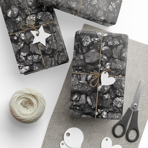 Naughty List Coal Wrapping Paper – Gag Gift Coal Pattern Christmas Gift Wrap