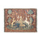 Medieval Scene of Queen with British Lion and Unicorn in Garden Woven Blanket