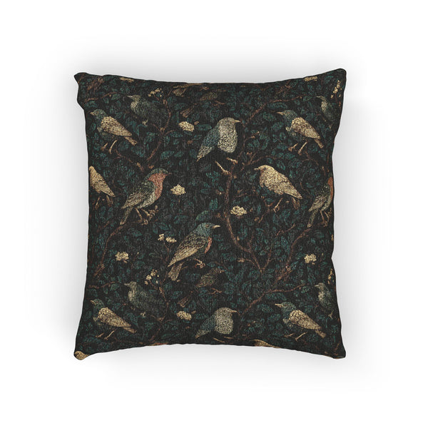 Woven Tapestry William Morris Style Birds and Botanical Throw Cushion