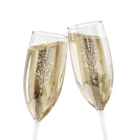 Witchy Herbal Engraved Champagne Glass | Botanical Prosecco Flute