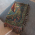 Mushroom Woven Cotton Throw Blanket – Bohemian Cottagecore Nature Tapestry
