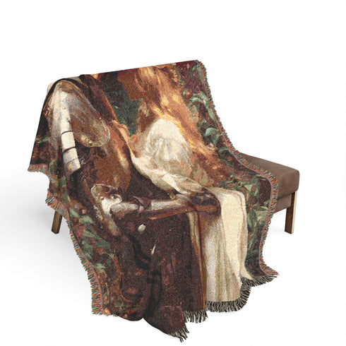 Medieval Knight and Maiden Woven Blanket Tapestry Throw