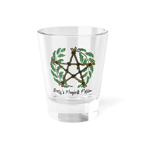 Personalised Pentagram & Oak Leaves Shot Glass | Forest Witch
