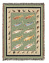 Trout Fly Fishing Cotton Woven Throw Blanket | Gift For Fly Fisherman With Fishing Lures, Cozy Blanket, Rustic Cabin Lake House Decor