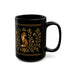 Foxfire Retreat Foliage Black Ceramic Mug – Vintage Botanical Fox Coffee Cup (11oz/15oz)