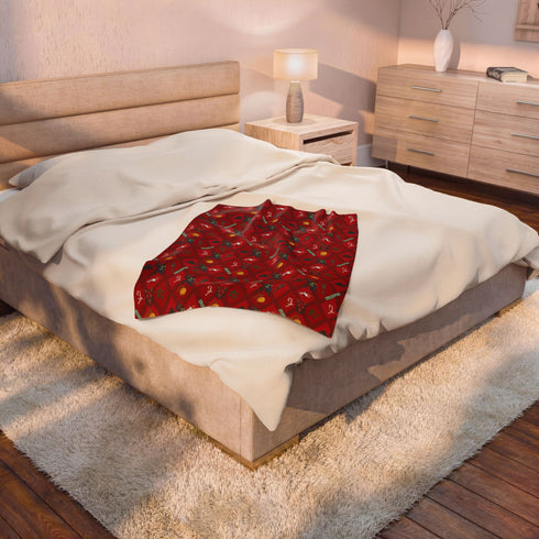 Krampus Christmas Blanket | Gothic Creepmas Velveteen Fleece Throw
