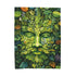 Green Man Face Forest Folklore Velveteen Plush Blanket Throw