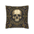 Gothic Skull Pillow Cover Faux Suede Cushion Case Black Gold Purple Decor Dark Cottagecore Witchy Home Accent Moonlit Manor