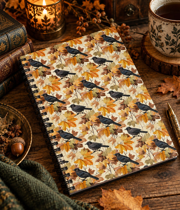 Autumn Ravens Spiral Notebook | Dark Cottagecore Woodland Journal