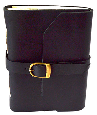 Black Leather Notebook/Journal w/Metal Buckle
