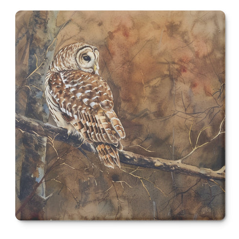 Barred Owl In Forest Stone Coaster Set
