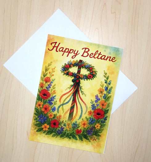 Beltane Maypole Greeting Card | Pagan Spring Festival Card