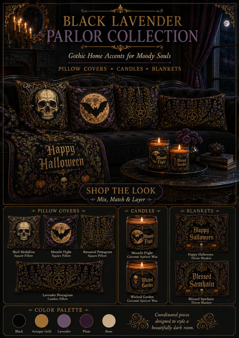 Gothic Bat Pillow Cover Faux Suede Cushion Case Black Gold Purple Decor Dark Cottagecore Witchy Home Accent Black Lavender Halloween Decor