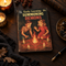 Vintage Early Learning Summoning Demons hard backed journal featuring two children beside a candlelit ritual circle on a dark Halloween writing desk