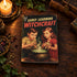 Vintage Early Learning Witchcraft hard backed journal featuring two children gathered around a bubbling cauldron on a dark Cottagecore wooden desk