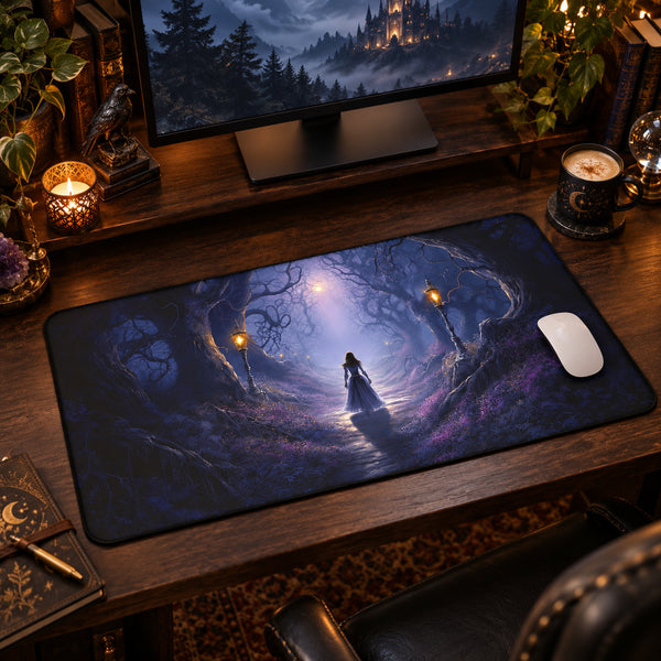 Enchanted Forest Desk Mat | Moonlit Woodland Mouse Pad