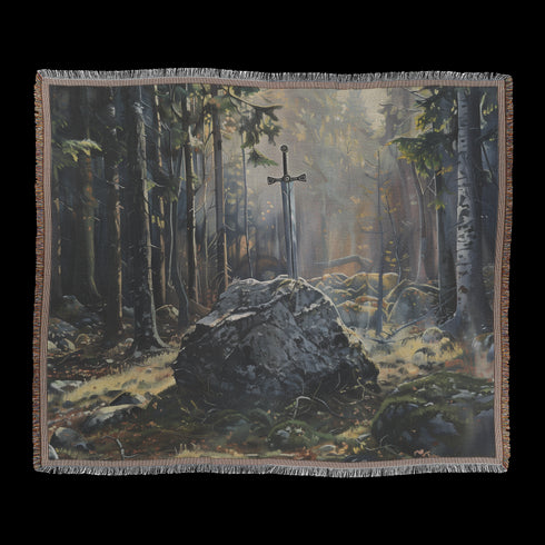 Excalibur In The Stone Woven Cotton Blanket