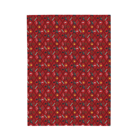 front of krampus fleece pattern blanket