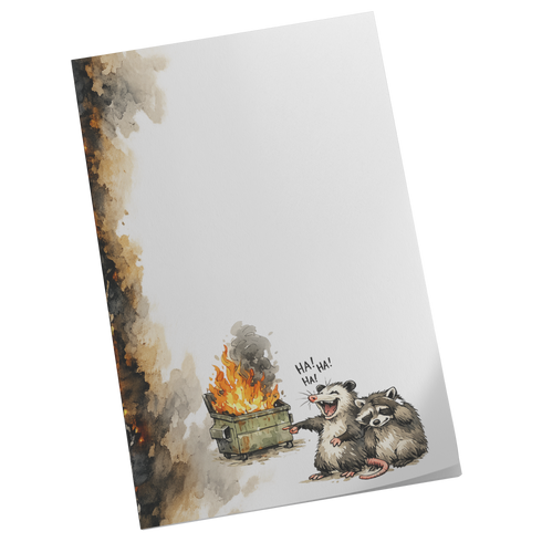 Laughing Possum Dumpster Fire Memo Pad
