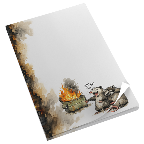 Laughing Possum Dumpster Fire Memo Pad