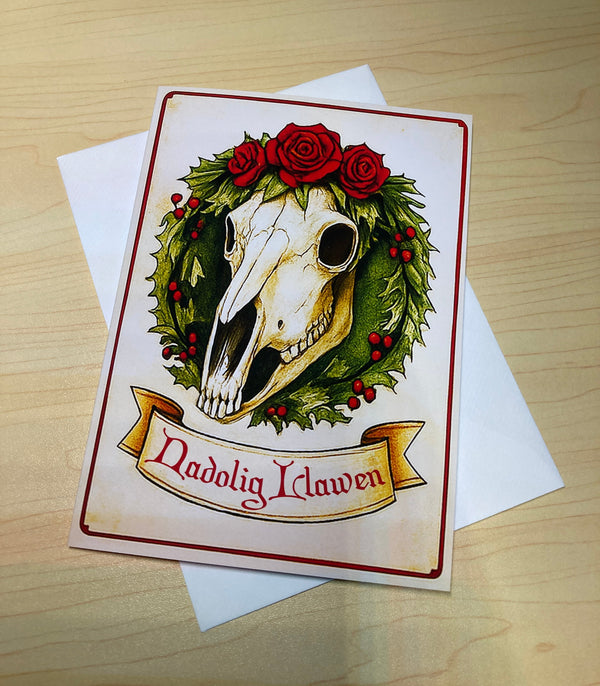 Nadolig Llawen Mari Lwyd Christmas Card | Welsh Folklore Greeting