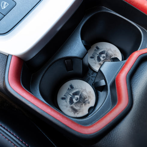 Messy Raccoon Car Coasters