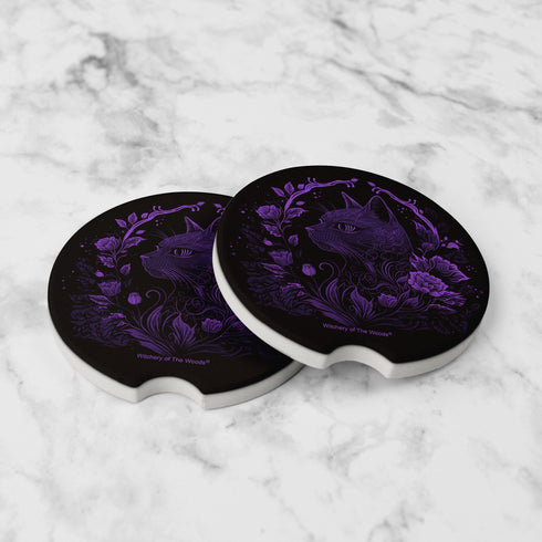 Purple Cat Car Coasters