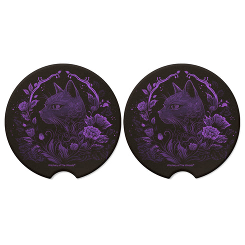 Purple Cat Car Coasters