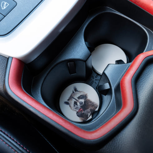 Raccoon Wine Car Coaster