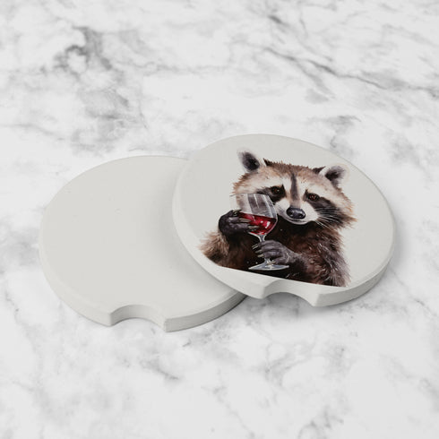 Raccoon Wine Car Coaster
