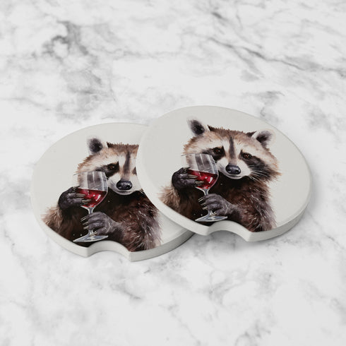 Raccoon With Wine Car Coasters