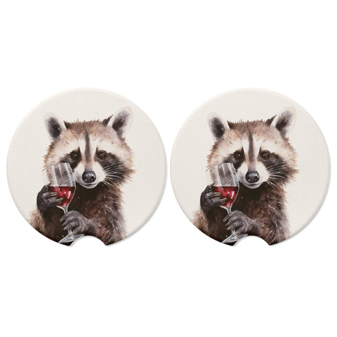 Raccoon With Wine Car Coasters