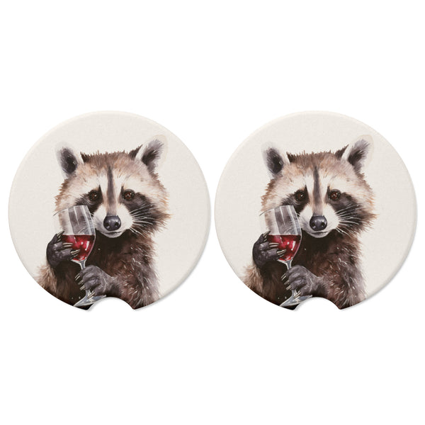Raccoon With Wine Car Coasters