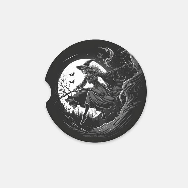 Witch In The Moonlight Sandstone Car Coaster